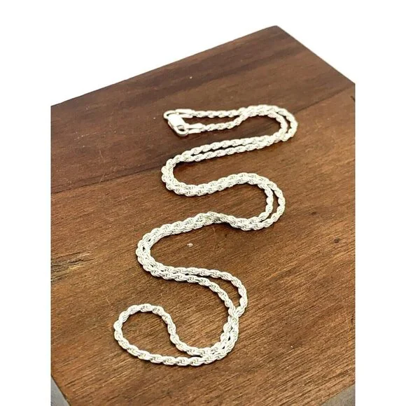 Sterling Silver Rope Necklace 20'' Chain 1.85mm Wide Unisex Jewelry - Picture 7 of 12